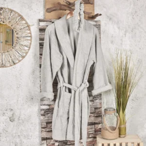 Terry bathrobe Unicolour light grey, S/M