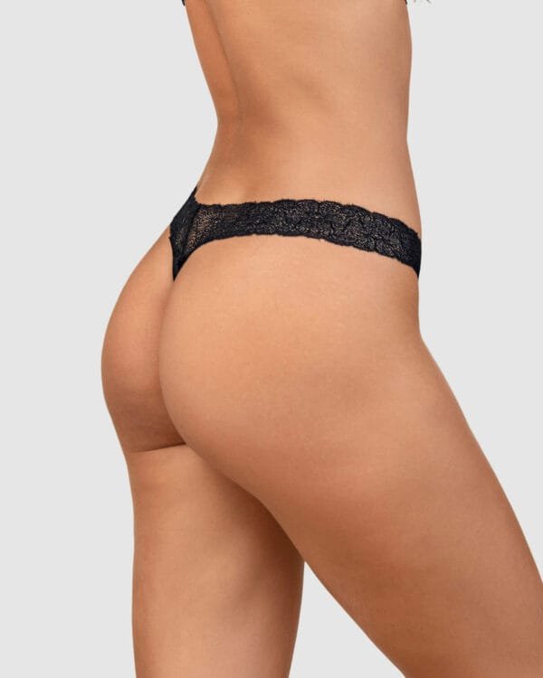 Brazilian with lace at the waist and plain fabric